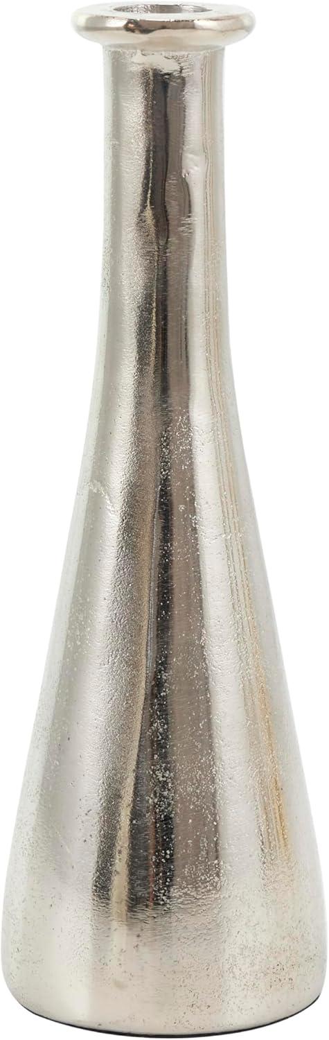 Deco 79 Aluminum Metal Decorative Candle Holder Candle Stand with Varying Shapes, Set of 2 Candlestick Holder 9", 7" H, Silver