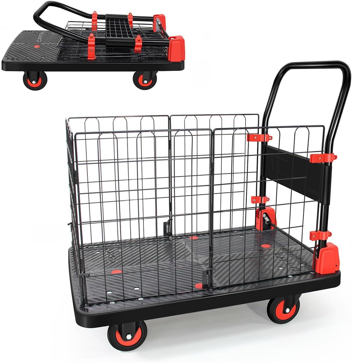 660 lbs Black Steel Foldable Platform Hand Truck Cart