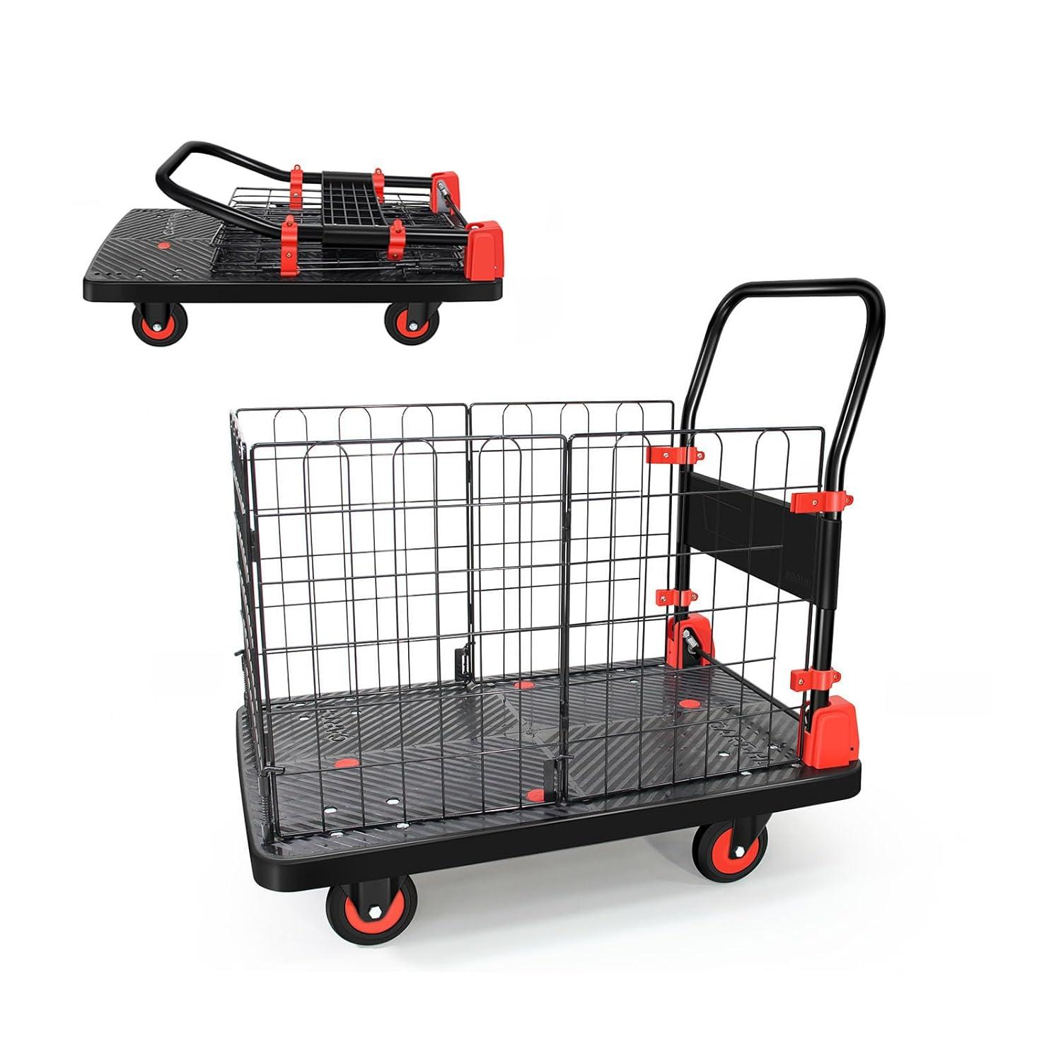 660 lbs Black Steel Foldable Platform Hand Truck Cart