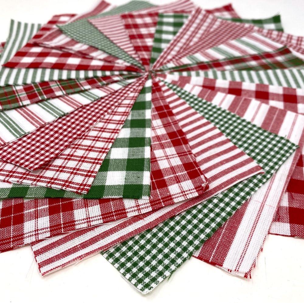 40+ Merry Christmas Red & Green Plaid Homespun 6"x6" Precut Quilt Squares Charm Pack by JCS Fabric
