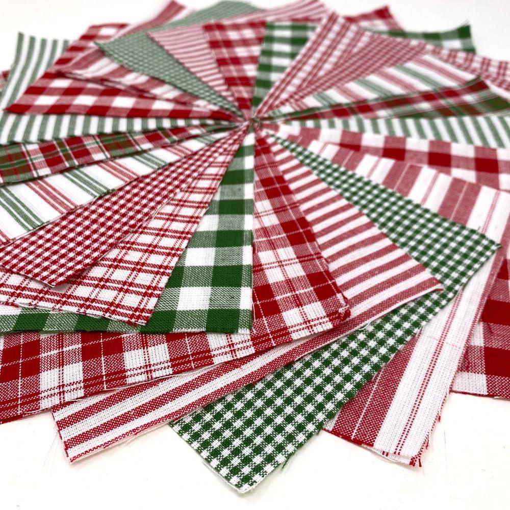 40+ Merry Christmas Red & Green Plaid Homespun 6"x6" Precut Quilt Squares Charm Pack by JCS Fabric