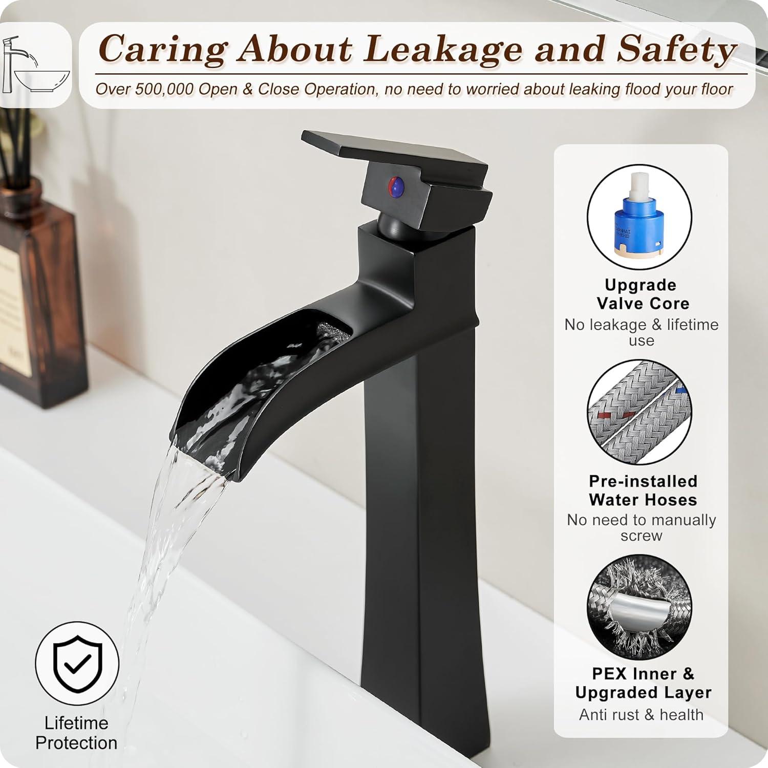 VIBRANTBATH 6009H-Black Vessel Sink Faucet Single-handle Bathroom Faucet with Drain Assembly