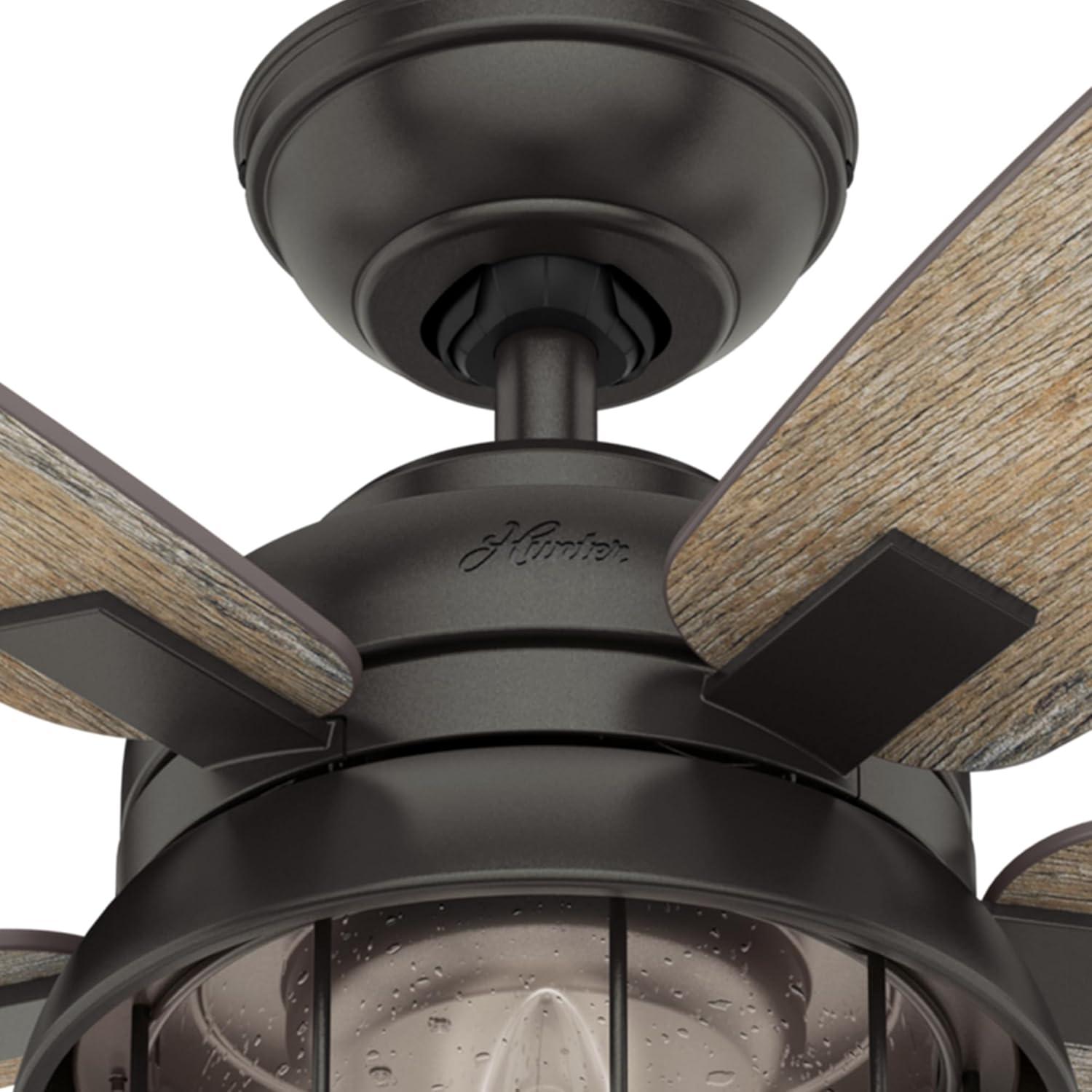 Hunter Fan 52" Coral Bay 5 - Blade Outdoor Standard Ceiling Fan with Remote Control and Light Kit Included