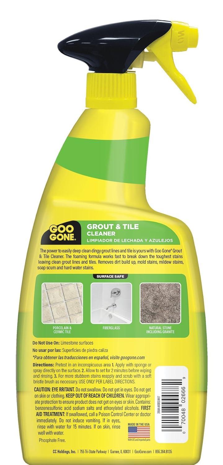 Goo Gone Grout and Tile Cleaner - 28 Ounce - Removes Tough Stains Dirt Caused by Mold Mildew Soap Scum and Hard Water Staining - Safe on Tile Ceramic Porcelain
