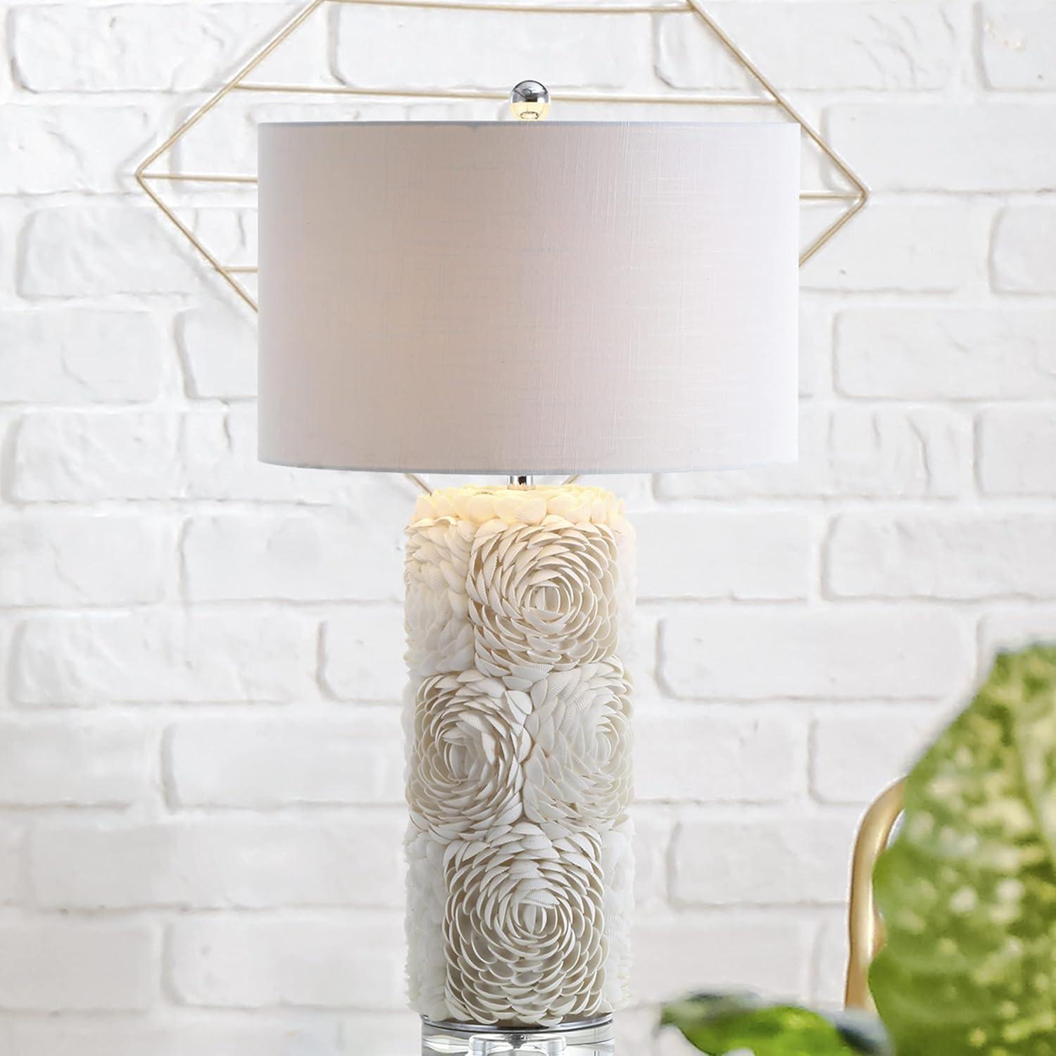 JONATHAN Y Rosette 28.5" Seashell/Resin/Crystal LED Table Lamp, Cream