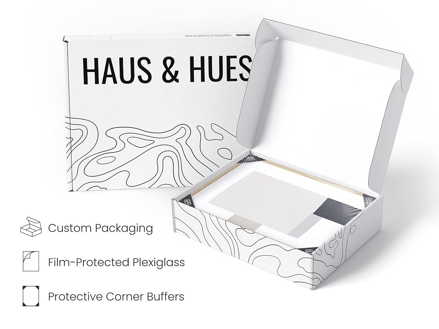 HAUS AND HUES Abstract Minimalist Wall Art Set of 4 - White and Grey Wall Art, Black and White Minimalist Wall Art, Neutral Wall Art, Modern Art Wall Decor, Abstract Wall Decor (Beige Framed, 8x10)