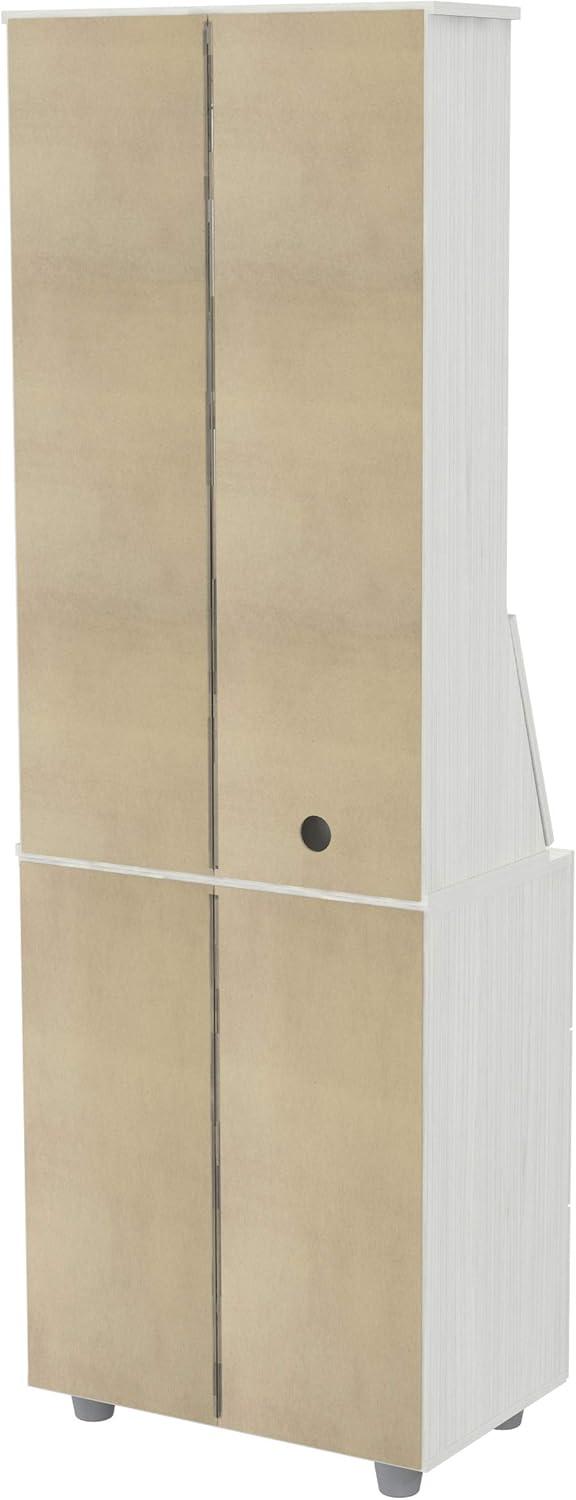 Computer Credenza Workcenter Gray - Inval: Smoke Oak Laminate, Glass Doors, Cable Management