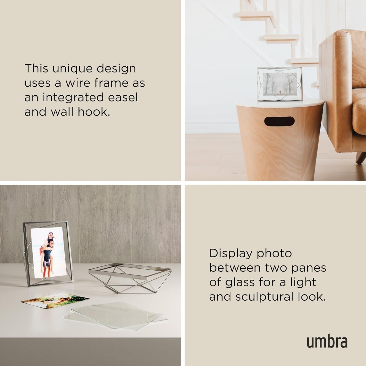 Umbra 5"x7" Prisma Picture Frame Chrome: Modern Geometric Design, Steel Material, Wall or Tabletop Display