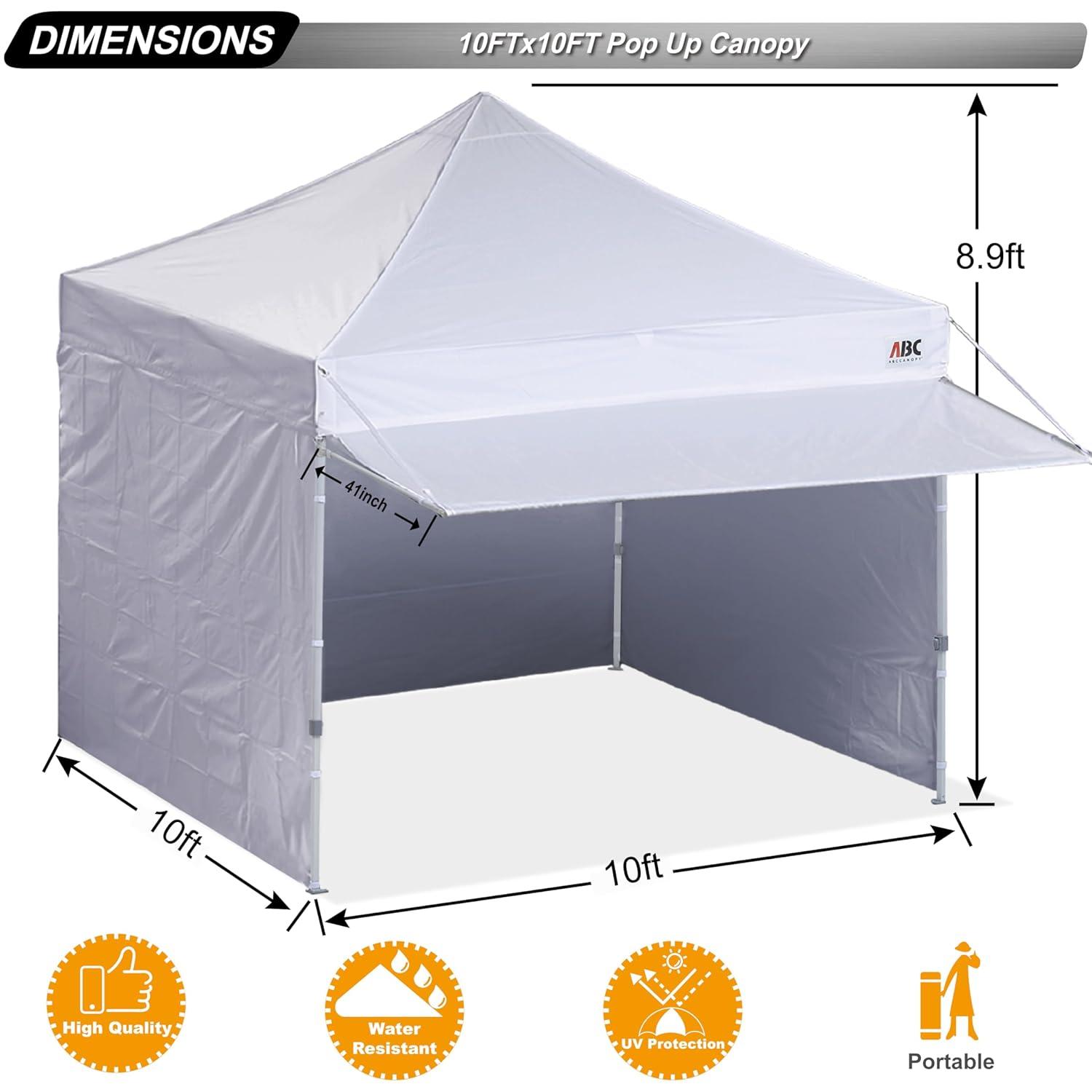 ABCCANOPY 10x10 Pop up Canopy Tent with Sidewalls - Easy up Canopies with Awning, Outdoor Tents for Parties, Market, Commercial Events, Red