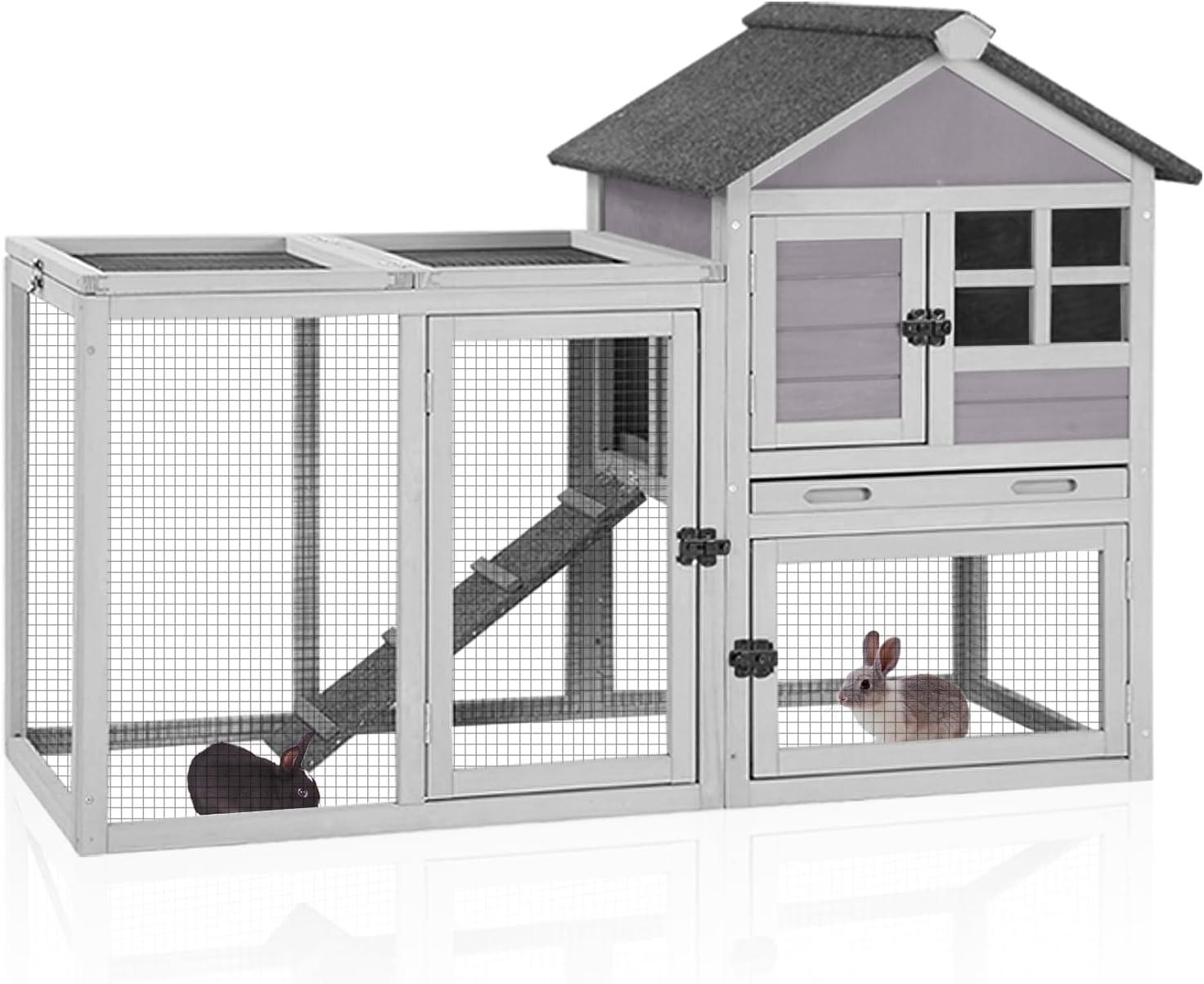 XZ7002 Bunny Cage Gray 51.6"L x 25.2"W x 36.2"H
