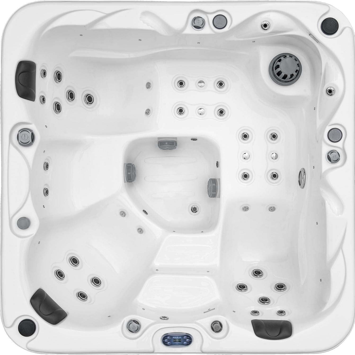 Surfaces 3-4 Person 36-Jet 72-Port Double-Lounger Hot Tub Spa with Bluetooth, Stainless Steel Heater, Programmable LED Lighting, Insulated Cover Included