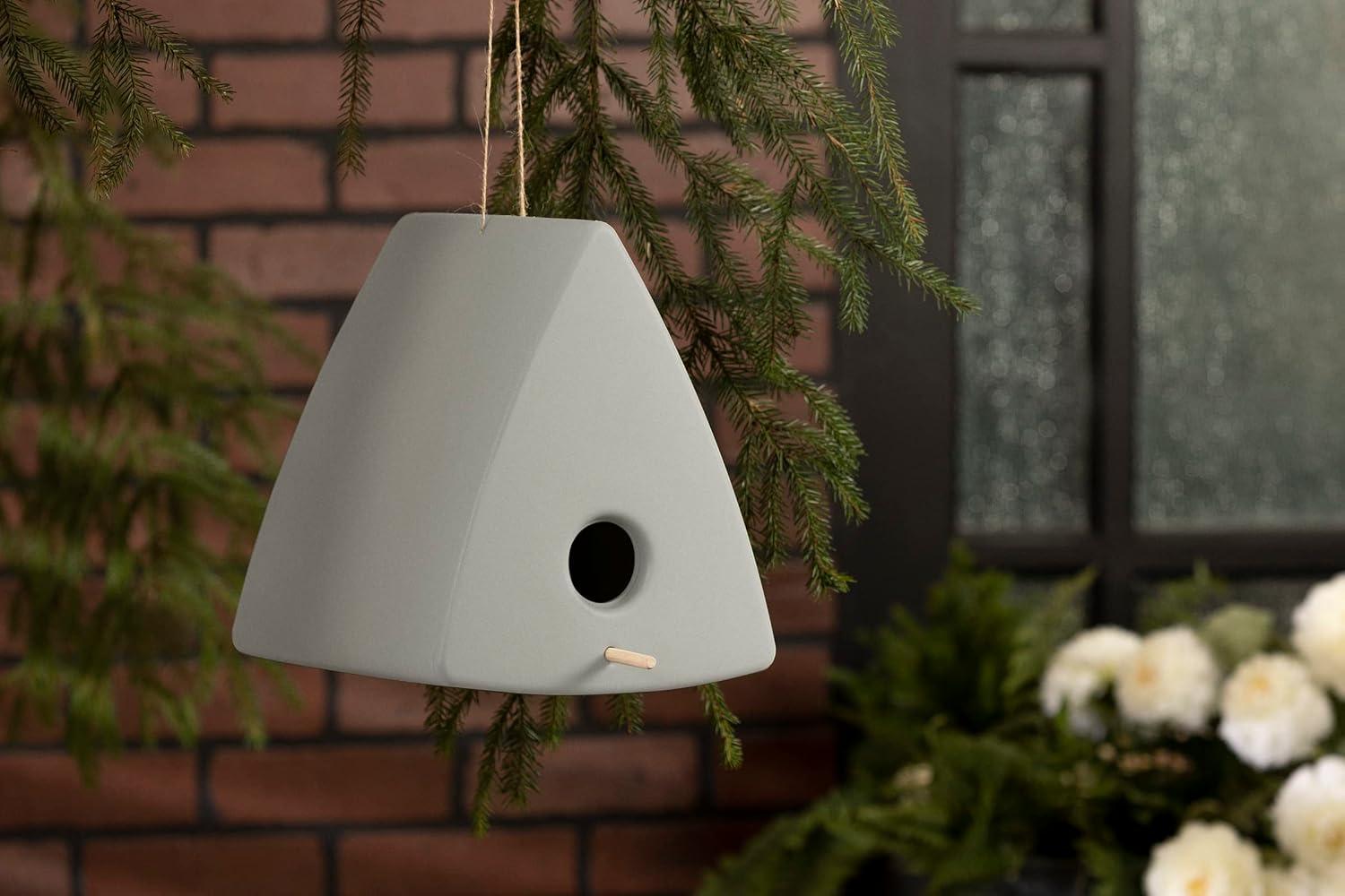 Greige Plastic Scandinavian Triangle Decorative Birdhouse