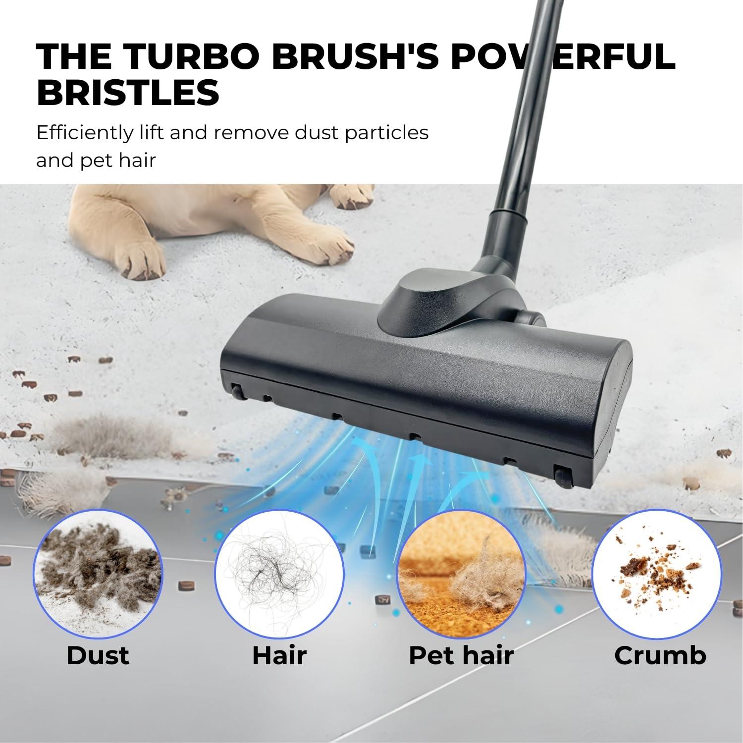1.25'' Vacuum Turbo Brush Head for Small Shop Vac Accessories- Pet Hair Removal Vacuum Attachment - Work on Low Carpet, Wood Floor, Tile Floor