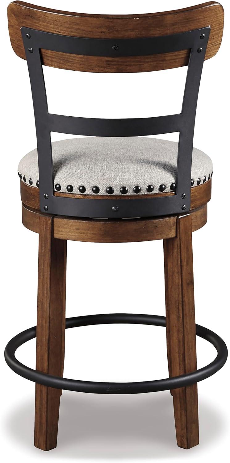 Signature Design by Ashley Valebeck Upholstered Swivel Counter Height Barstool Brown: Polyester, Wood Frame, Fixed Height