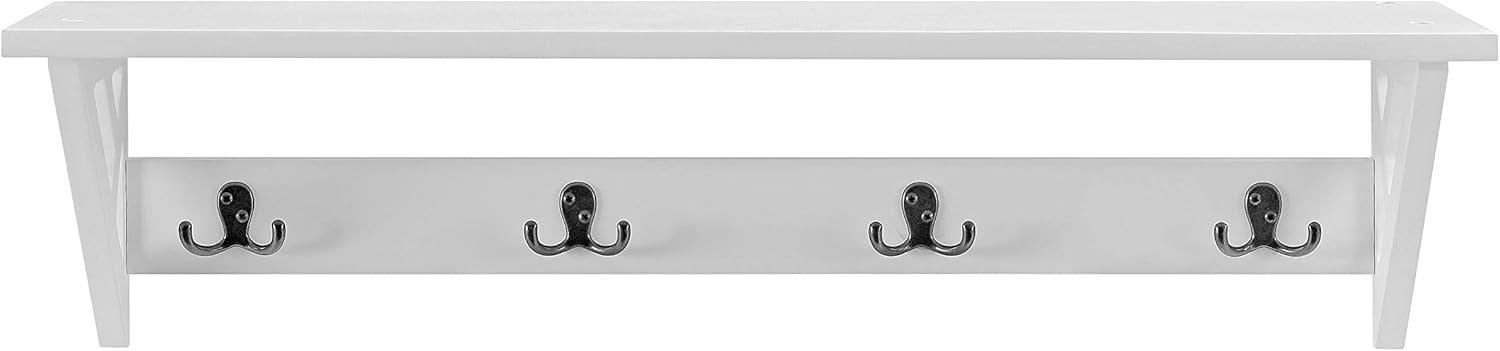 Alaterre Furniture Coventry 36 in. Wall Mounted Coat Hooks With Storage Shelf, Easy Assembly, Traditional Modern Décor, White