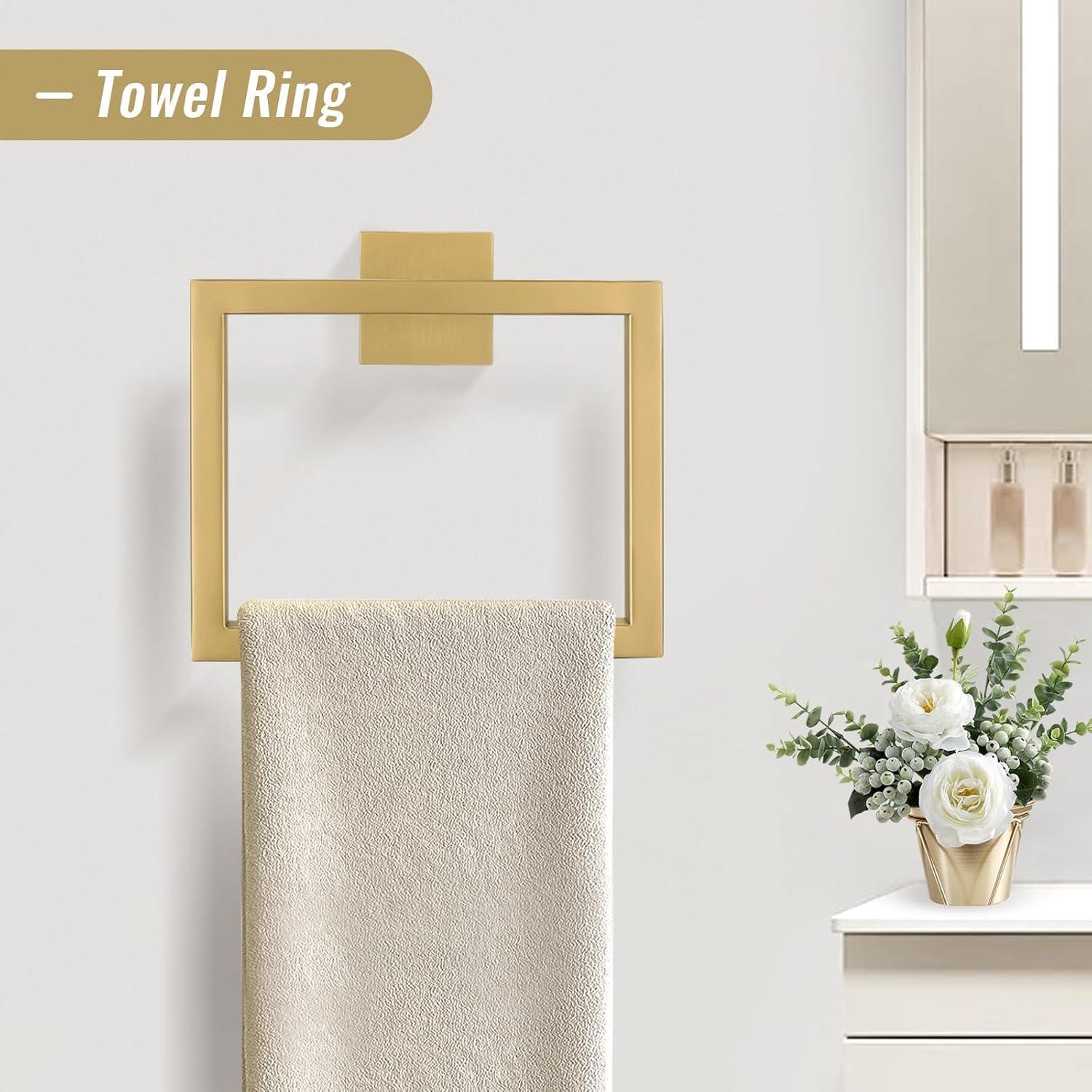 SHANRUGUOJI 5 Pieces Bathroom Hardware Accessories Set Towel Bar Set Wall Mounted,Stainless Steel XJ1-W121963548