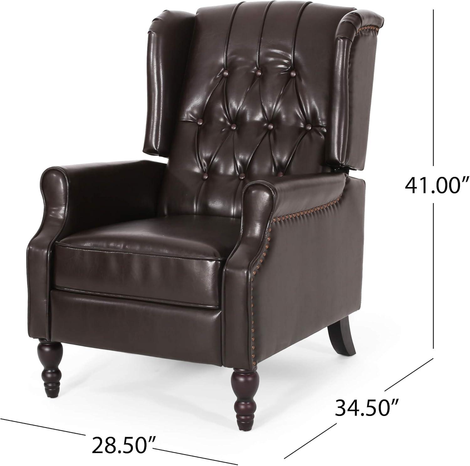 Walter Brown Bonded Leather Recliner Club Chair - Christopher Knight Home: Comfortable Seating, 250lb Capacity
