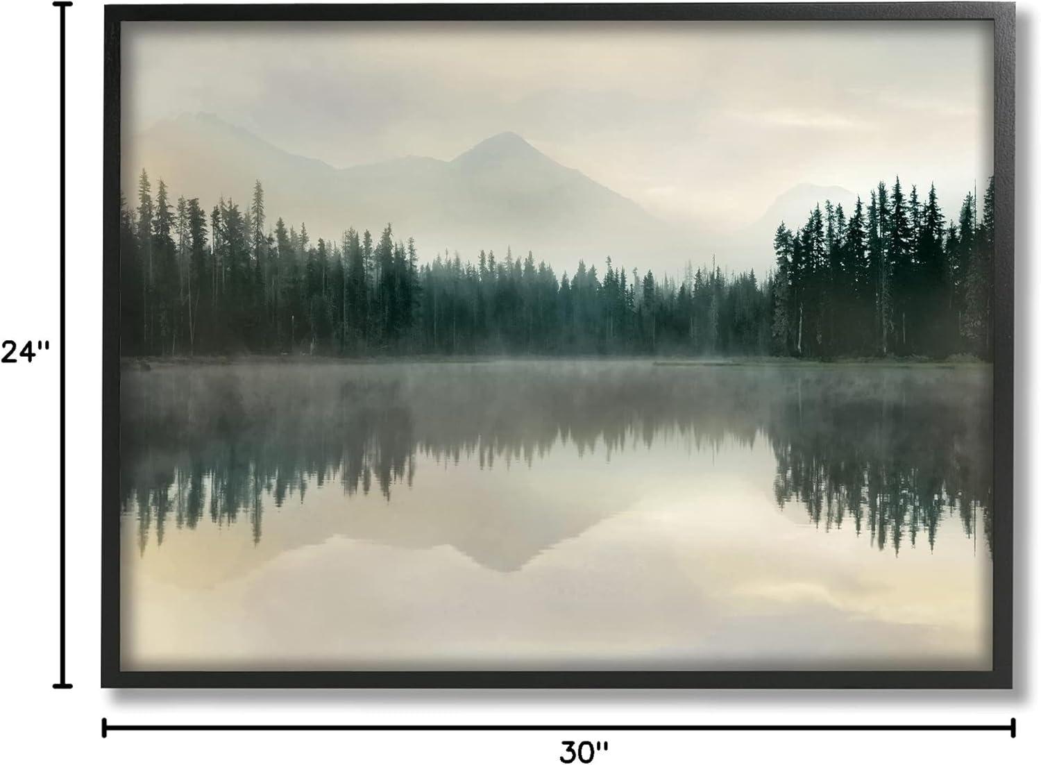 Stupell Industries Foggy Lake Forest Landscape Soft Nature Water Reflection Black Framed Giclee, 24 x 30