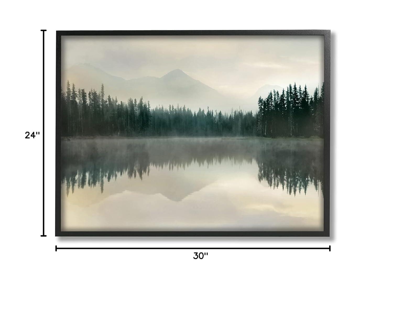 Stupell Industries Foggy Lake Forest Landscape Soft Nature Water Reflection Black Framed Giclee, 24 x 30