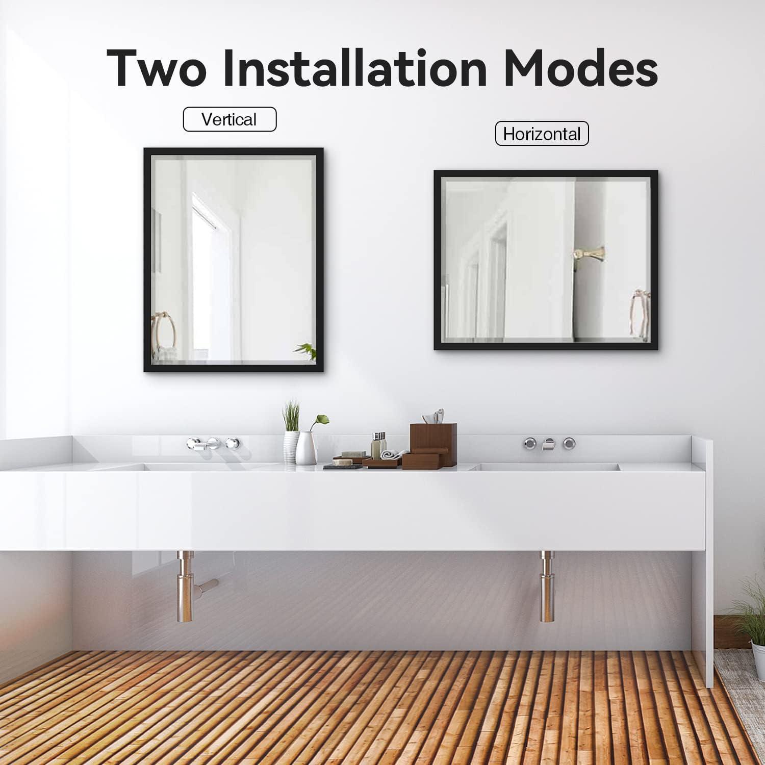 Black Bathroom Mirror 24 x 30 Inch Rectangle Vanity Mirror Metal Frame Decorative Rectangular Wall Mounted Mirror for Bathroom Bedroom Entryway Living Room