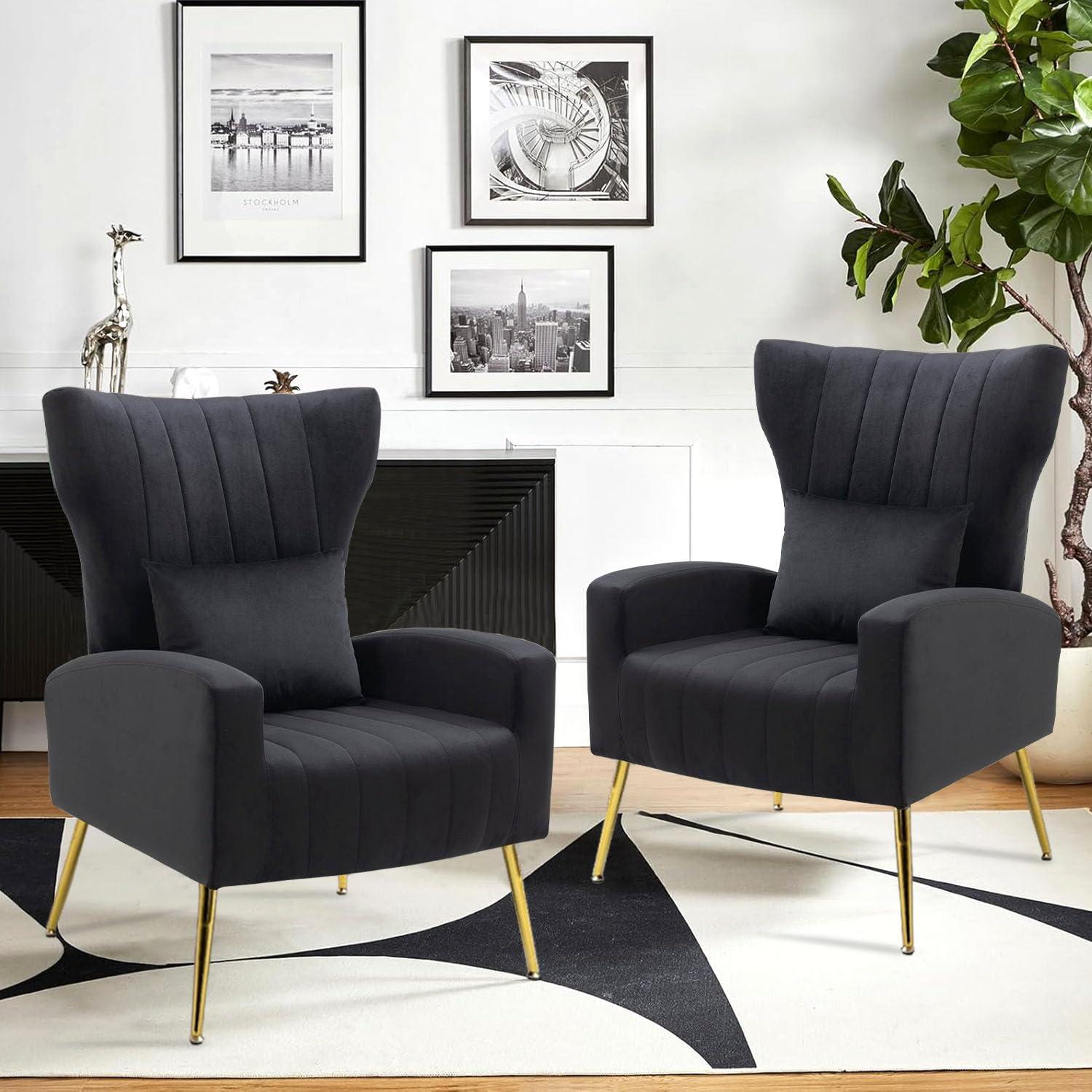 Mercer41 Upholstered Velvet Armchair (Set of 2)