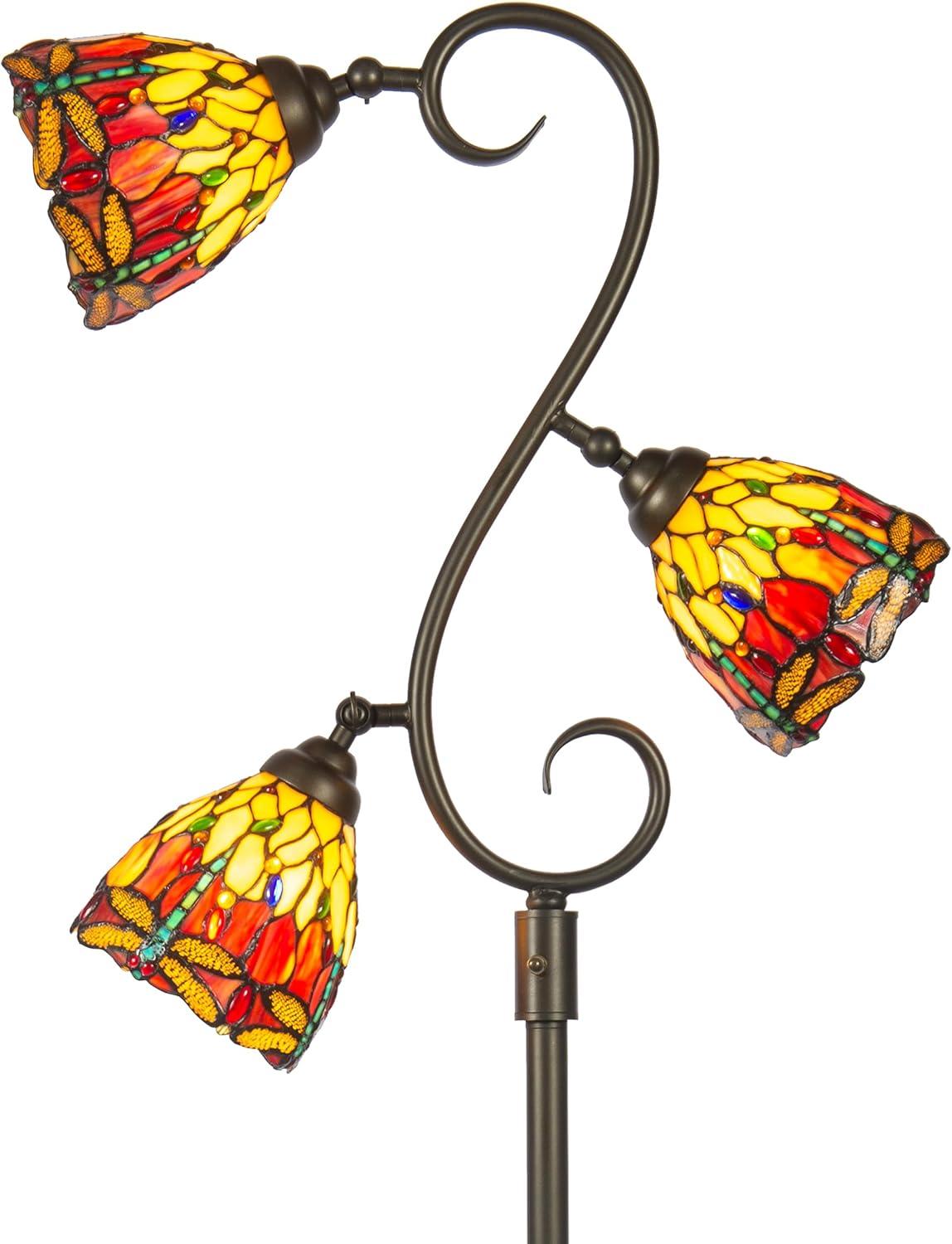 Dale Tiffany 3-Light Metal & Art Glass Floor/Torchiere Lamp in Bronze
