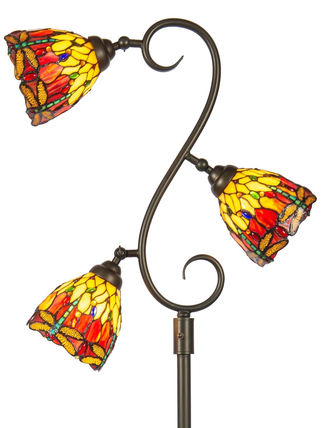 Dale Tiffany 3-Light Metal & Art Glass Floor/Torchiere Lamp in Bronze