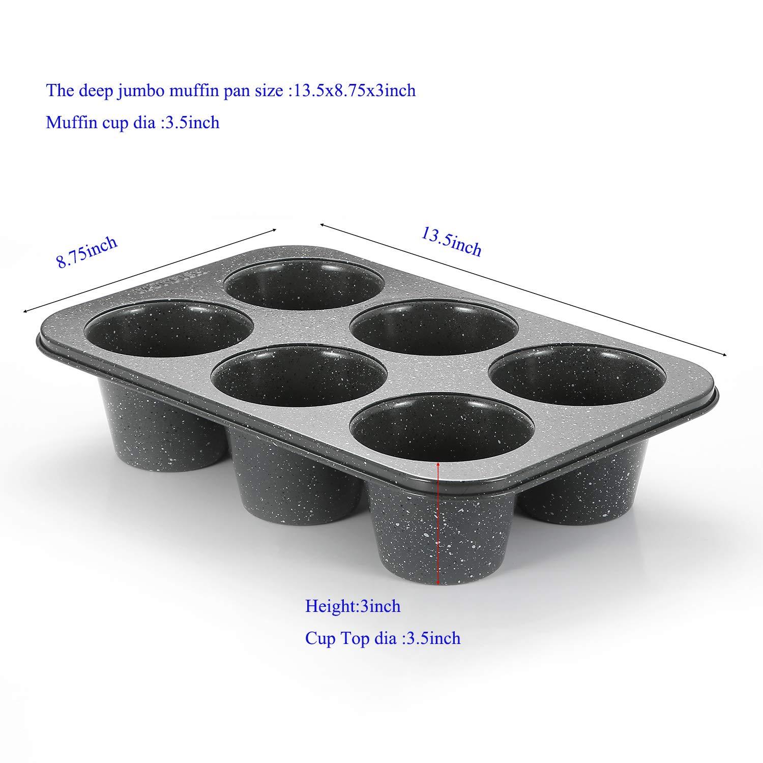 Gray Granite Non-Stick Jumbo 6-Cup Muffin Pan