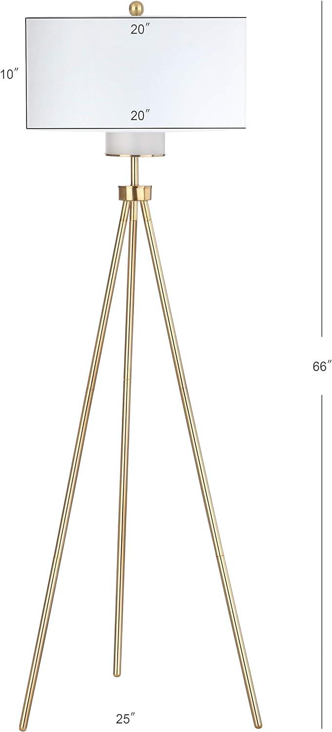 Gold Tripod Floor Lamp with White Drum Shade