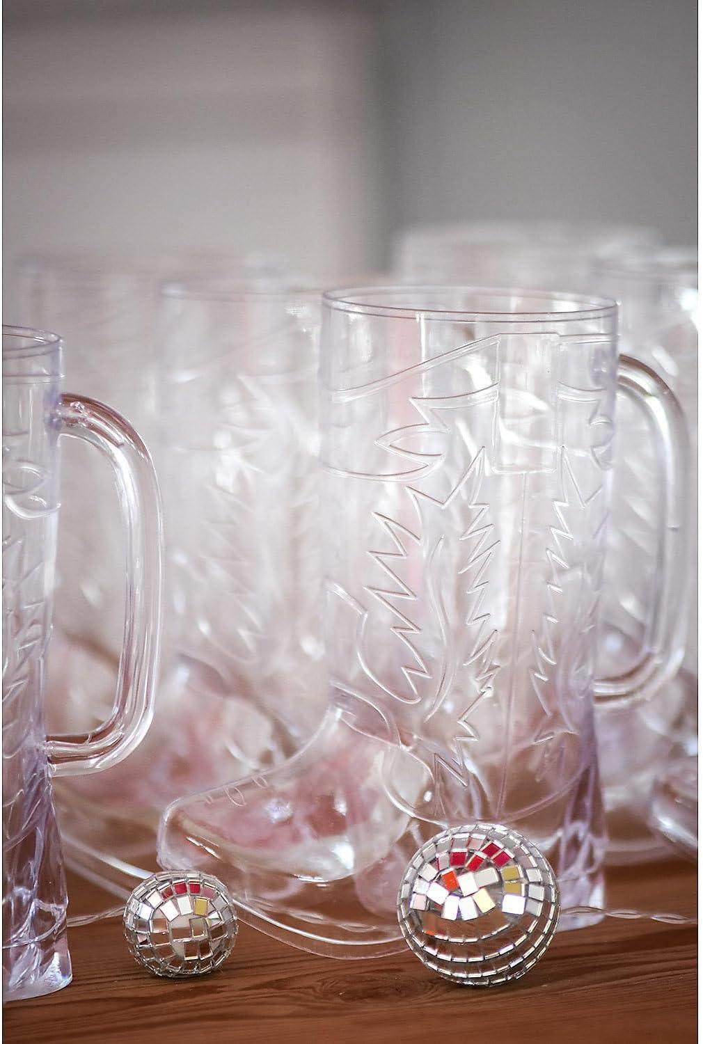 Fun Express Clear Cowboy Boot-Shaped Plastic Mugs Set of 36 - Western-Themed Parties BBQs Receptions Special Occasions - Durable Reusable Drinks & Celebrations - 17 oz Capacity 6 1/2" Tall - 36 Piece