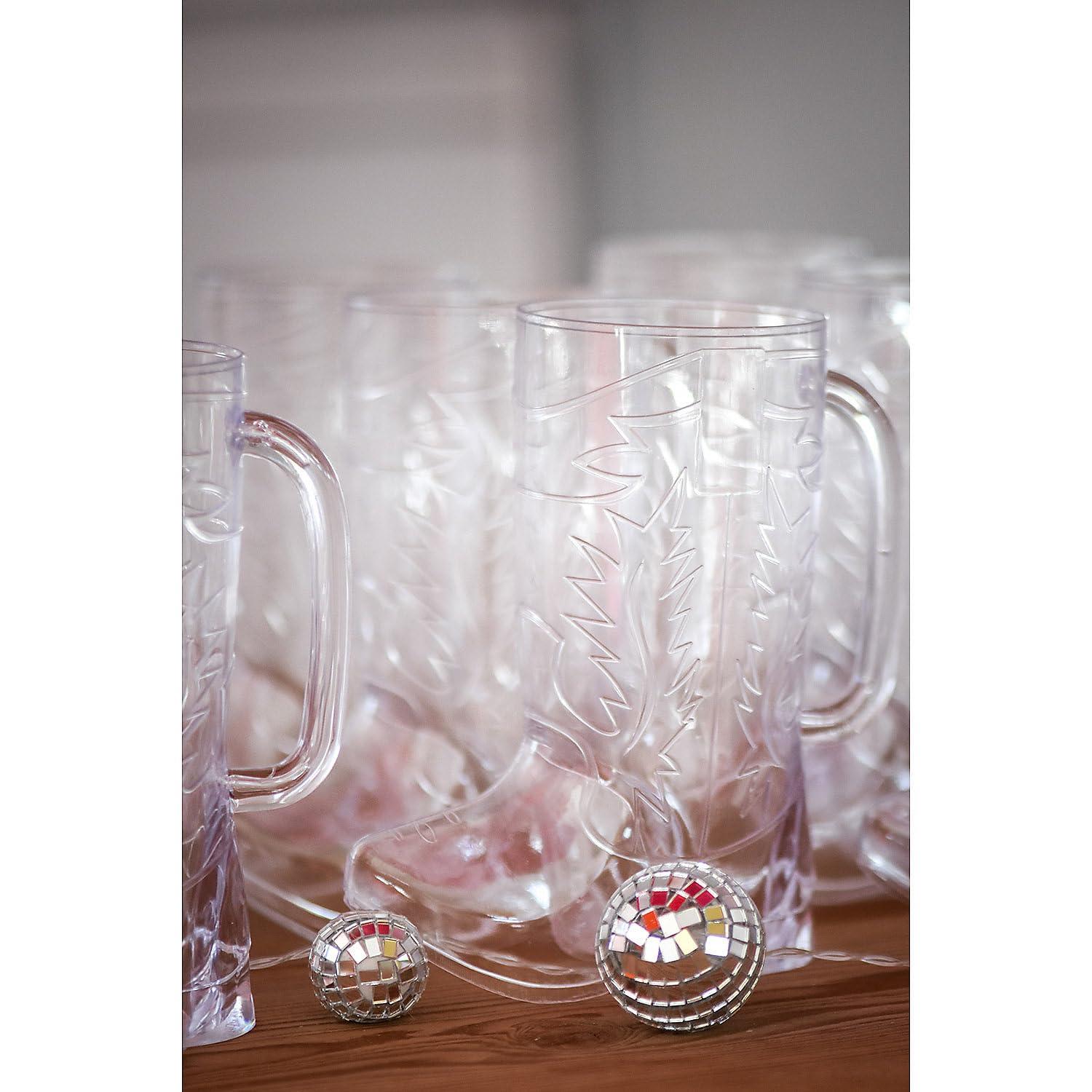 Fun Express Clear Cowboy Boot-Shaped Plastic Mugs Set of 36 - Western-Themed Parties BBQs Receptions Special Occasions - Durable Reusable Drinks & Celebrations - 17 oz Capacity 6 1/2" Tall - 36 Piece
