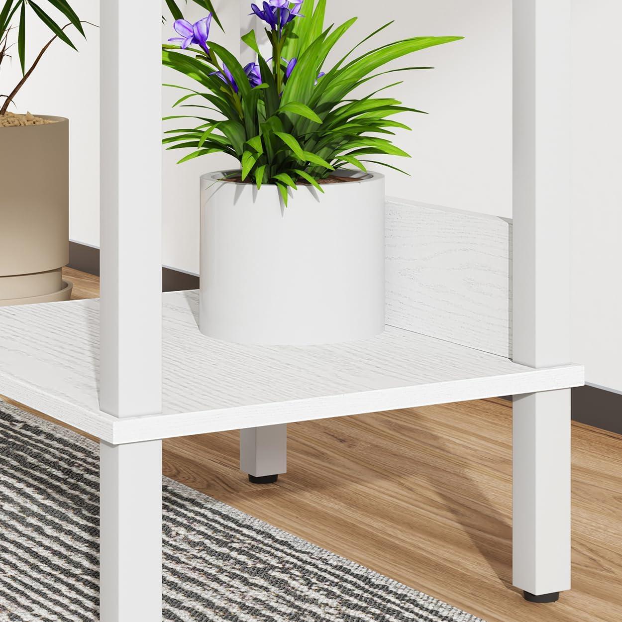 End Table, Side Table, Set of 2, Nightstands with 2-Tier Storage Shelves, Sofa Table for Small Space, Coach Table for Living Room Bedroom, Rustic Brown UTBT101F2