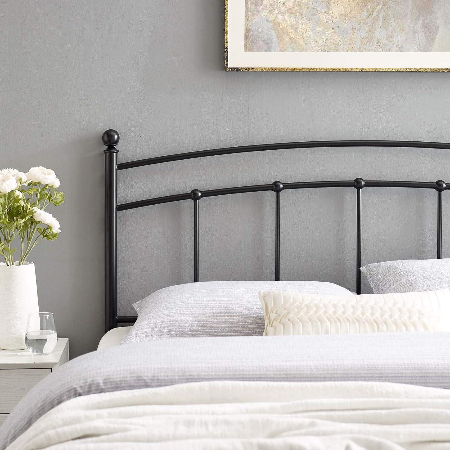 Modway Abigail Queen Modern Style Powder Coated Iron Headboard in Black
