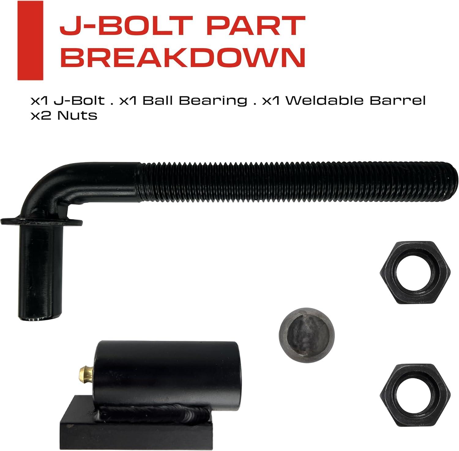 3/4" Inch J-Bolt Gate Hinge – 8.5” Inch Length - Adjustable Gate Hinges – Bearing Gate Hinge – Heavy Duty – Weldable Hinge - Heavy Duty Hinges for Gates – Weld Hinge – Gate Hinges