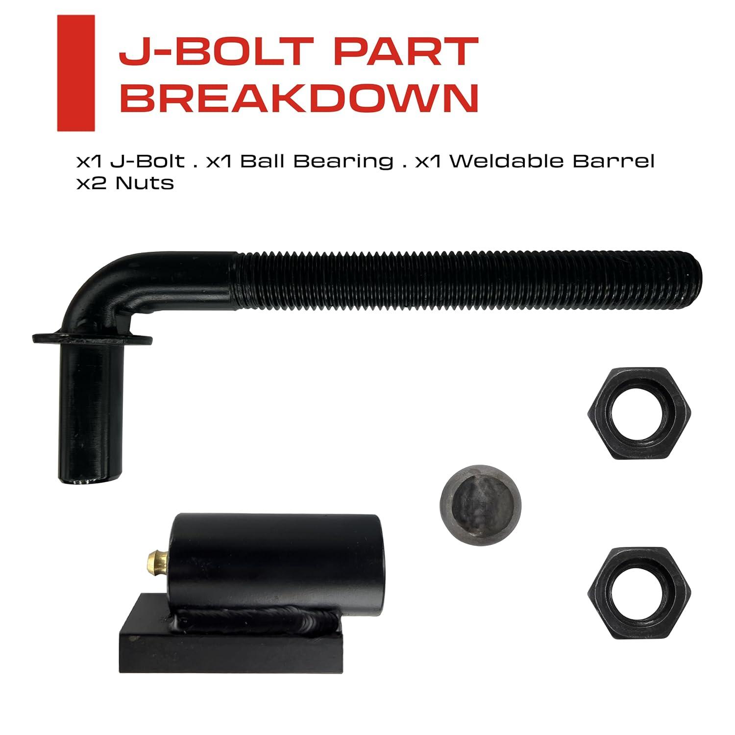 3/4" Inch J-Bolt Gate Hinge – 8.5” Inch Length - Adjustable Gate Hinges – Bearing Gate Hinge – Heavy Duty – Weldable Hinge - Heavy Duty Hinges for Gates – Weld Hinge – Gate Hinges