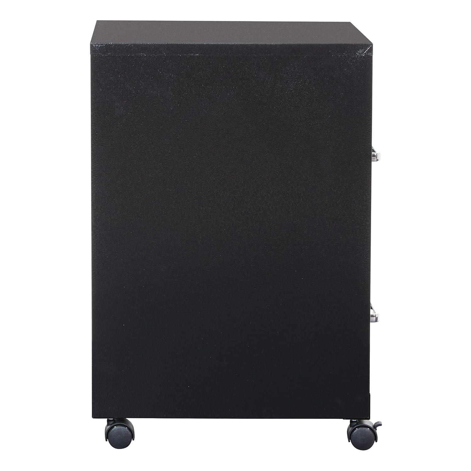 2 Drawer Mobile Locking Metal File Cabinet in Black