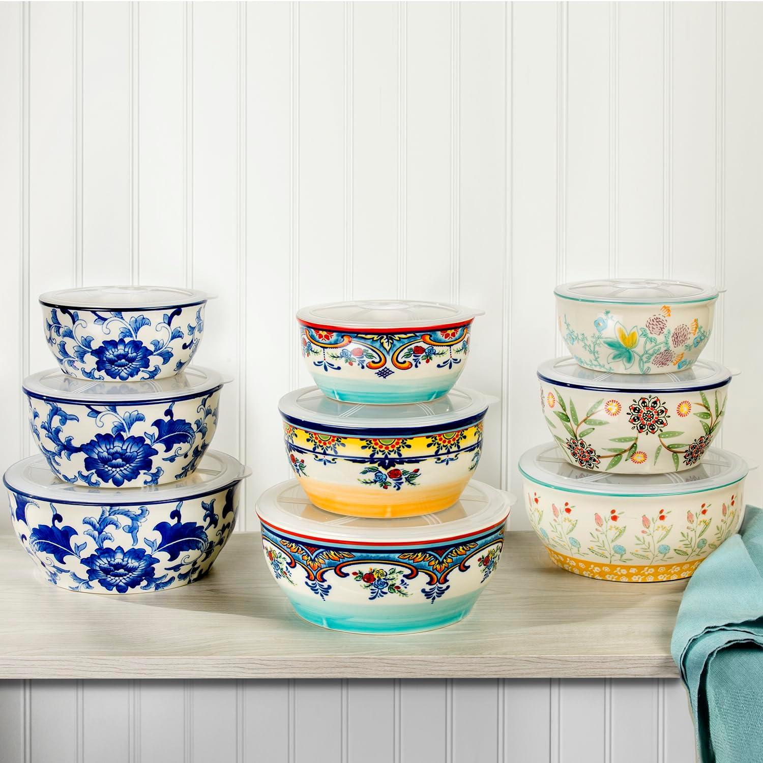 Ella 3 Piece Stoneware Storage Bowls Set with Lids