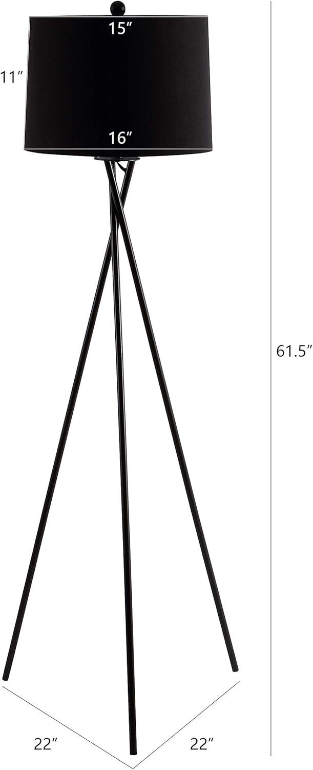 Sleek Tripod 61.5'' Black Floor Lamp with Cotton Shade