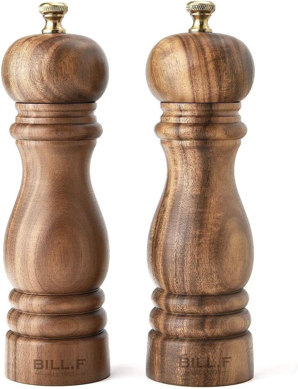 Salt and Pepper Grinder Set, Wood Pepper Mill Set of 2 Manual Salt Pepper Shakers