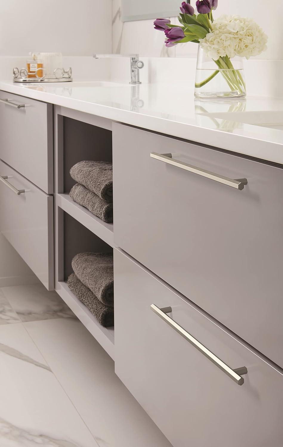 Amerock Caliber 10-1/16 inch (256mm) Center-to-Center Satin Nickel Cabinet Pull