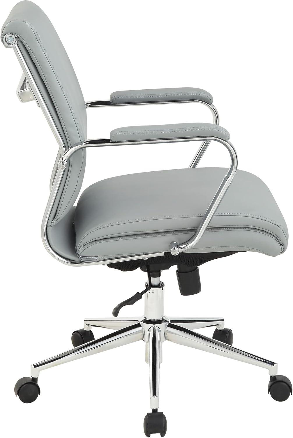 Mid Back Manager's Chair with Dillon Steel Gray Fabric and Chrome Base