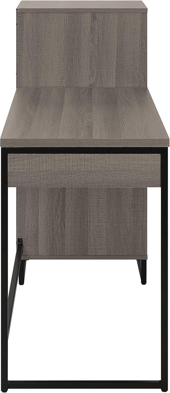 Hagney Lane Worksmart Sit-To-Stand Desk in Farm Oak Engineered Wood