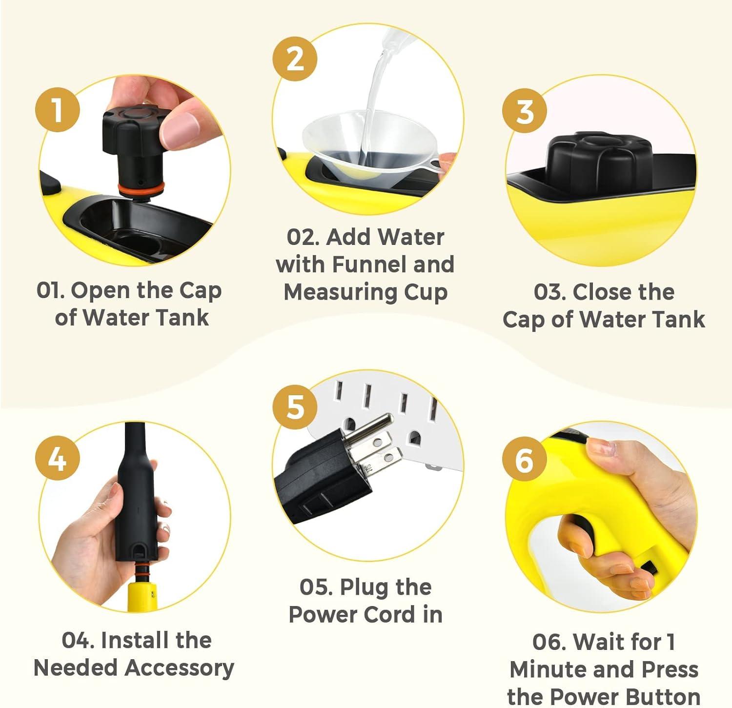 Handheld MultiPurpose Steam Cleaner with 17 Pieces, 350ml Large Capacity Steam Mop Continuous Fill water, Portable Chemical-Free Steamer for Home Use Carpet, Floors, Windows, 1400W