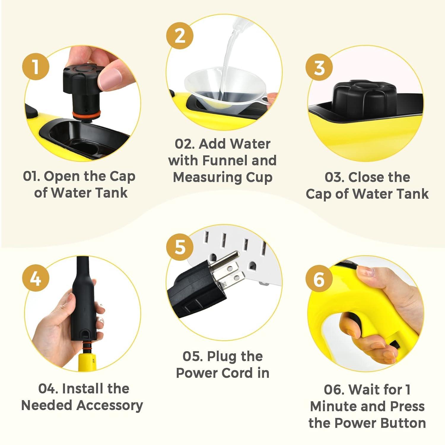 Handheld MultiPurpose Steam Cleaner with 17 Pieces, 350ml Large Capacity Steam Mop Continuous Fill water, Portable Chemical-Free Steamer for Home Use Carpet, Floors, Windows, 1400W