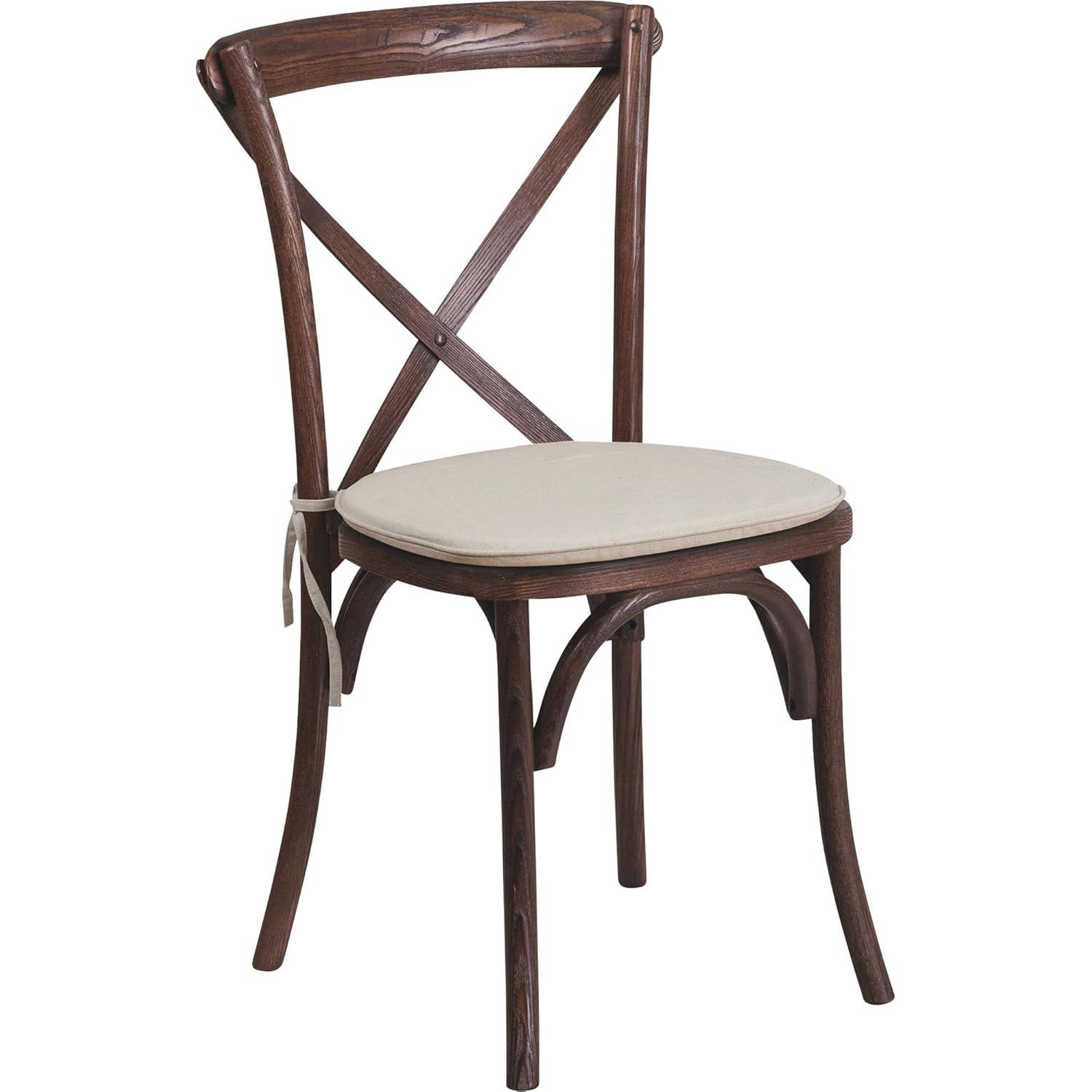 Flash Furniture HERCULES Series Stackable Mahogany Wood Cross Back Chair with Cushion