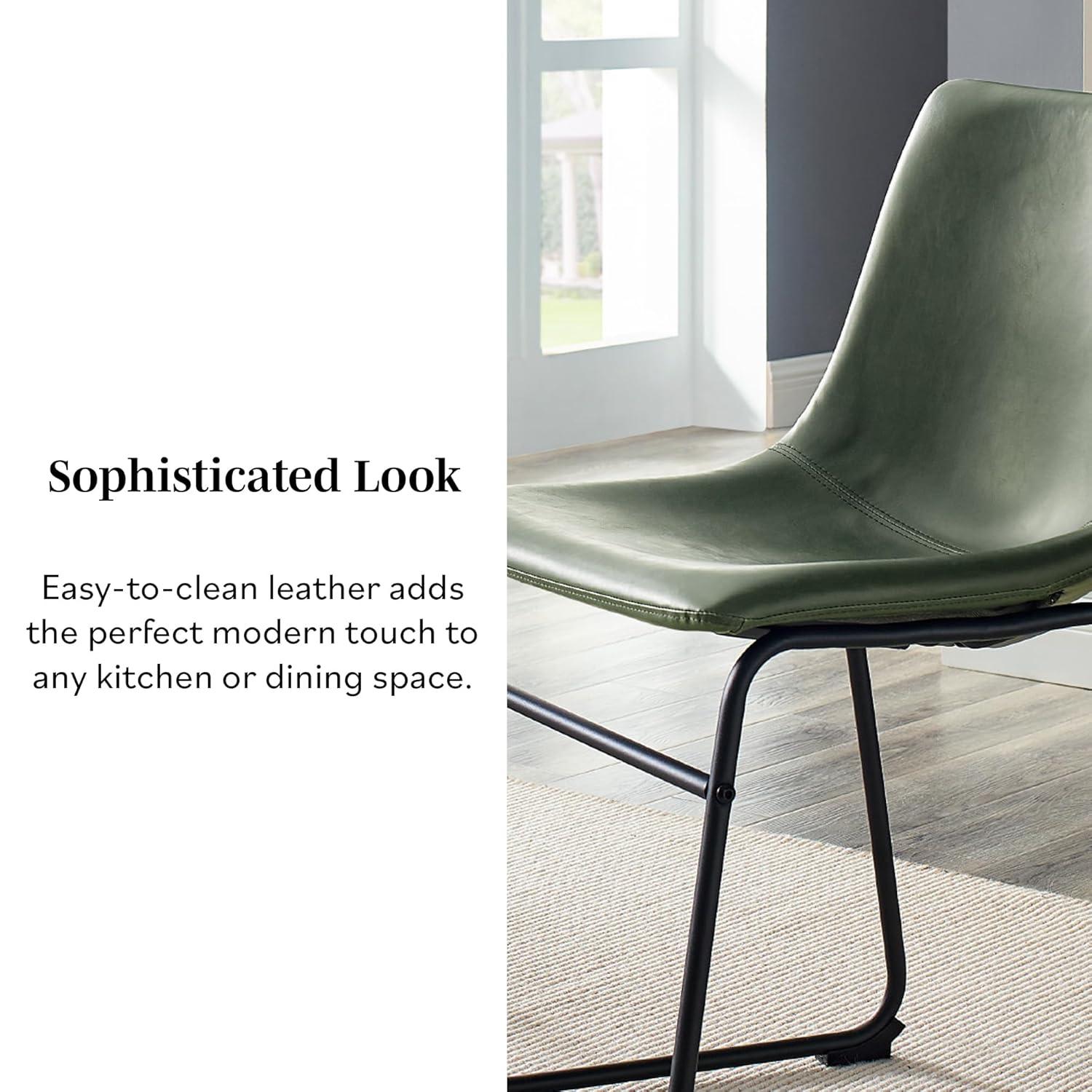 Modern Black Faux Leather Side Chair with Alloy Steel Frame