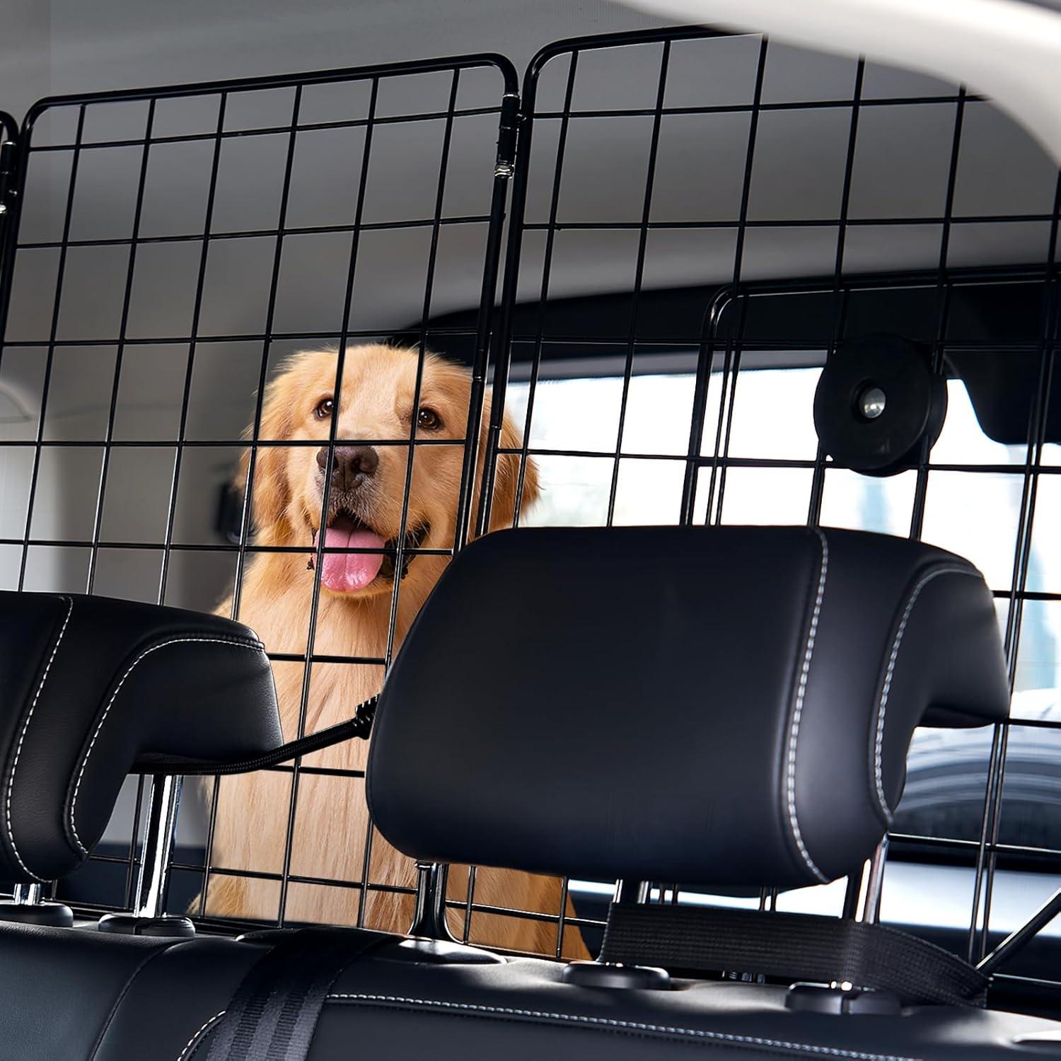 Dog Car Barrier, Adjustable Car Divider for Trunk Cargo Area, Universal-Fit Back Seat Wire Mesh barrier, Furniture Cover