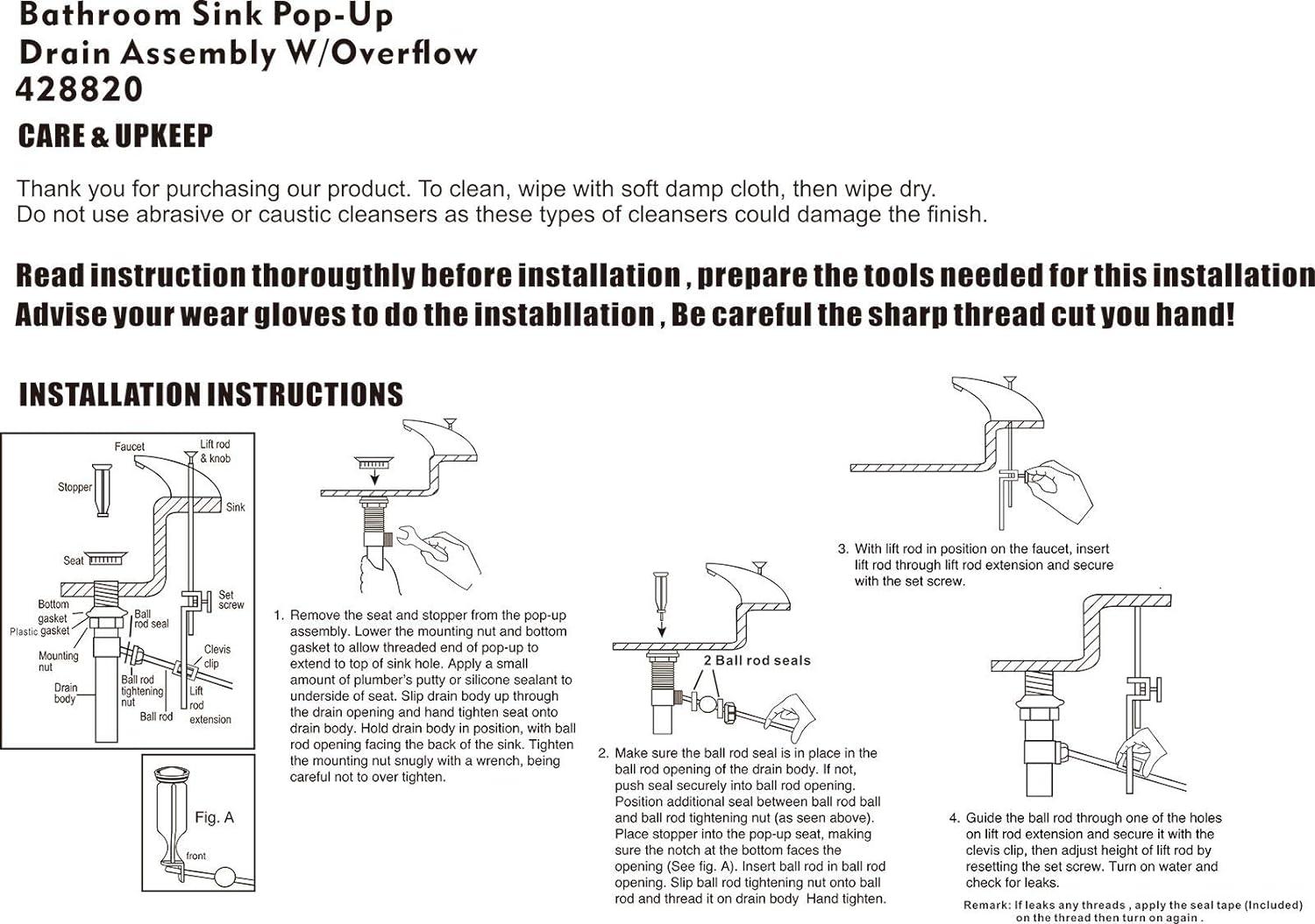 Artiwell Sink Pop-Up Drain Stopper Assembly with Lift Rod and Overflow, Solid Brass Lavatory Pop Up Drain Assembly for Bathroom Vanity Sink, All Brass Construction (Chrome Plated)