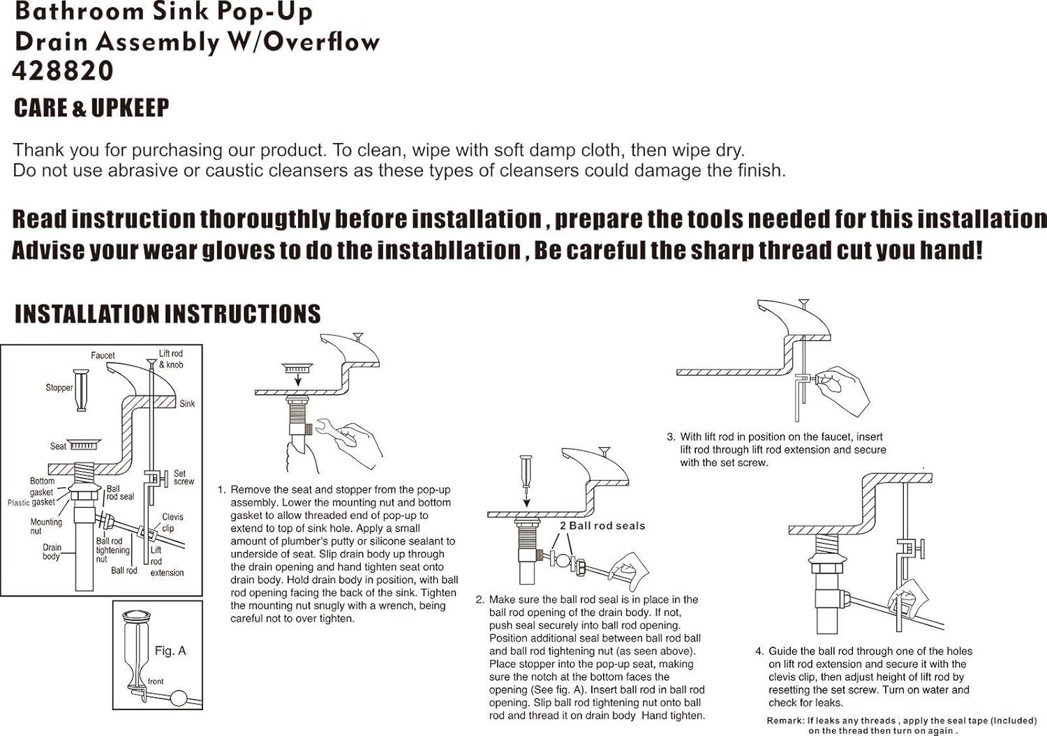 Artiwell Sink Pop-Up Drain Stopper Assembly with Lift Rod and Overflow, Solid Brass Lavatory Pop Up Drain Assembly for Bathroom Vanity Sink, All Brass Construction (Chrome Plated)