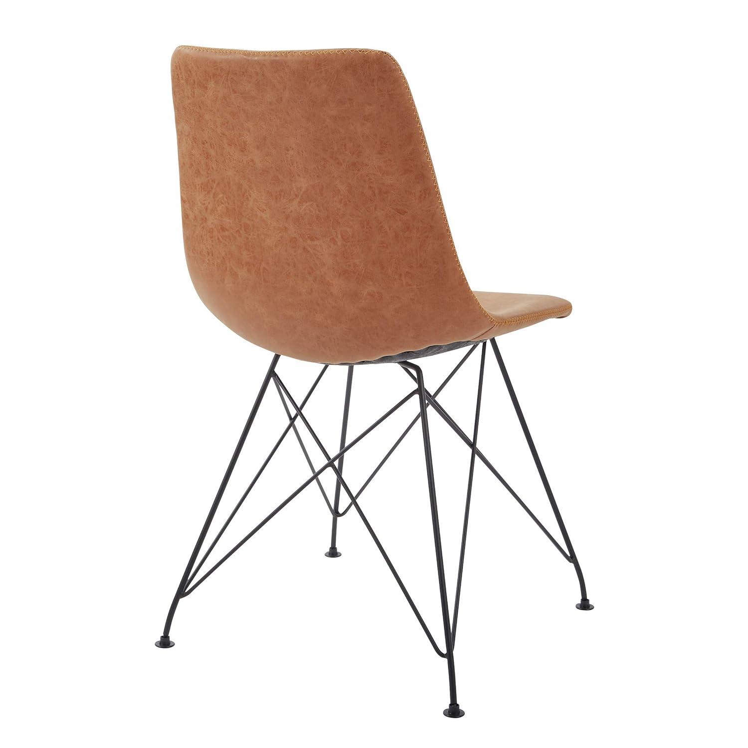 2pc Ave Six Trenton Chair Sand - OSP Home Furnishings: Faux Leather, Metal Legs, Armless Stationary Seating